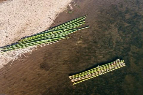Bamboo raft Stock Photos