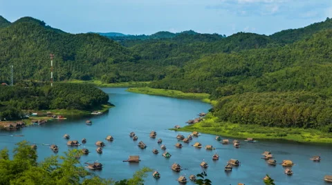 Bamboo rafting Stock Footage 46804696