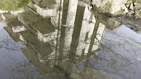 Bamboo Reflections Rippling On Water in China 4K Stock Footage 346206550