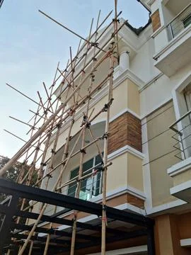 Bamboo scaffolding for construction Stock Photos