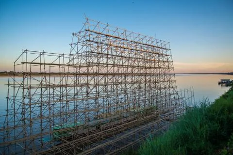 Bamboo scaffolding Stock Photos