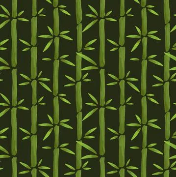 Bamboo seamless pattern in cartoon hand drawn style for eco natural design Stock Illustration