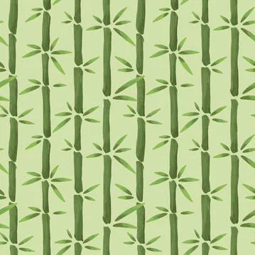 Bamboo seamless pattern in cartoon hand drawn style for eco natural design Stock Illustration