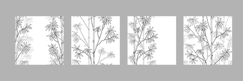 Bamboo Seamless Patterns set. Natural repeat backgrounds Stock Illustration