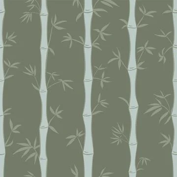 Bamboo Seamless vector pattern with Bamboo plants on muted green, bamboo forest Stock Illustration