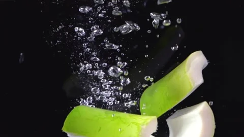 Bamboo Shoots Falling Into Water Stock Footage 331017665