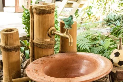 Bamboo sink Stock Photos