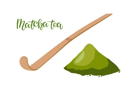 Bamboo spoon for green tea matcha. Japanese Matcha Tool for making traditional Stock Illustration