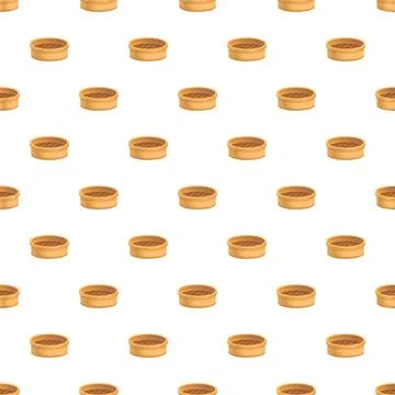 Bamboo steamer basket kitchenware seamless pattern Stock Illustration