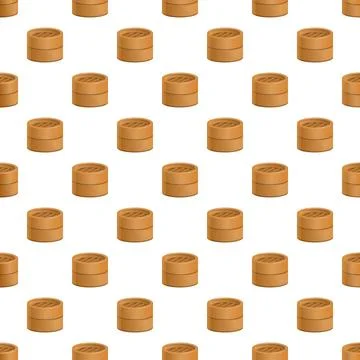 Bamboo steamer pattern for asian dim sum cooking Stock Illustration