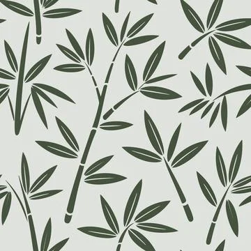 Bamboo Stem and Leaf Seamless Pattern Illustrazione stock