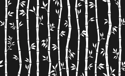 Bamboo stem leaf seamless pattern exotic natural plant boundless wallpaper ink Stock Illustration