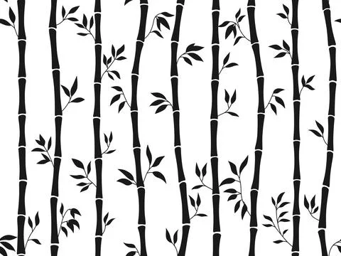Bamboo stem leaf seamless pattern Exotic abstract natural plant boundless Illustrazione stock