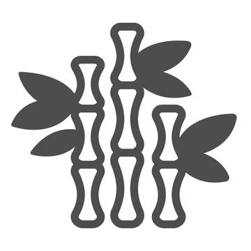 Bamboo stems with leaves solid icon, asian nature concept, tree plant vector 库存插图