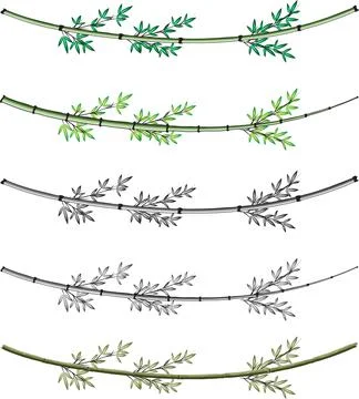 Bamboo stick with leaf background set Stock Illustration