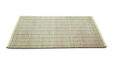 Bamboo straw serving mat isolated Stock Photos
