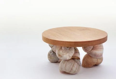 Bamboo table with legs of shells Stock Photos