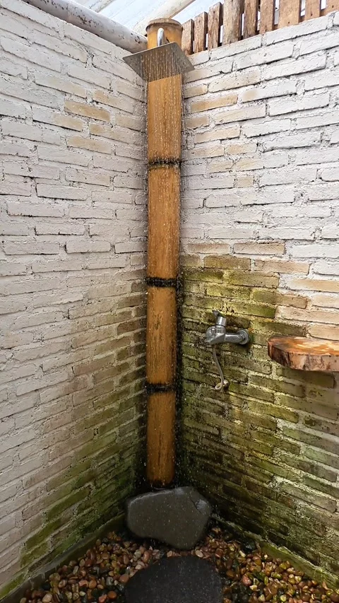 Bamboo themed shower Stock Footage 291533391