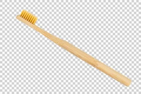 Bamboo toothbrush eco friendly tool isolated on transparent PNG Stock Photos