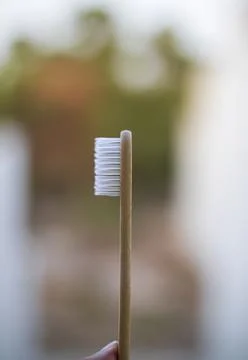 Bamboo toothbrush Foto stock