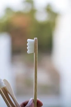 Bamboo toothbrush Foto stock