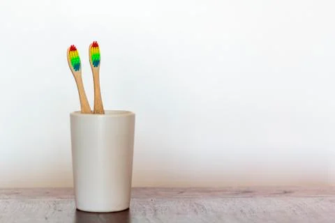 Bamboo toothbrush. Zero waste concept Stock Photos