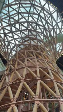 Bamboo Tower Structure at Centre Parc, Paris, France. Stock Photos