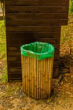 Bamboo trash can Foto stock