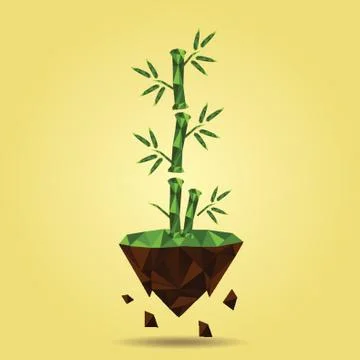 Bamboo Tree On Floating Island Stock Illustration