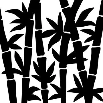 Bamboo tree isolated on white background. Vector black simple japanese plant Stock Illustration