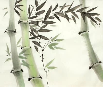 Bamboo trees and branches Illustrazione stock