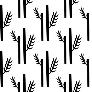 Bamboo trunk with leaves pattern evergreen plant Illustrazione stock