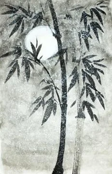 Bamboo under the snow Stock Illustration