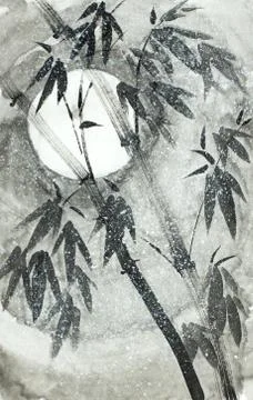 Bamboo under the snow Stock Illustration