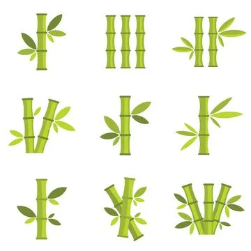 Bamboo vector icons set isolated on white background Stock-Illustration