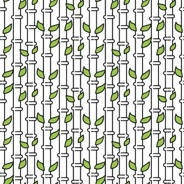 Bamboo vector tree stem seamless pattern illustration isolated on white Stock Illustration