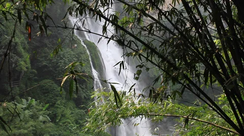Bamboo waterfall Stock Footage 32168775