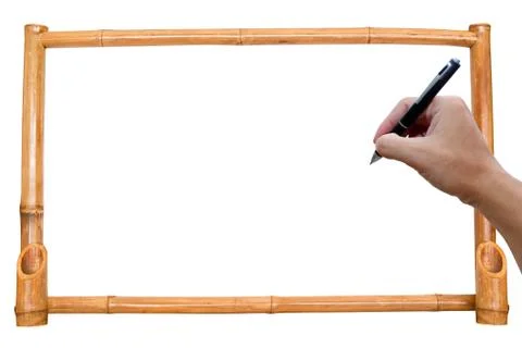 Bamboo white board with write. Stock Photos