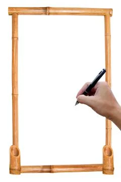 Bamboo white board with write. Stock Photos