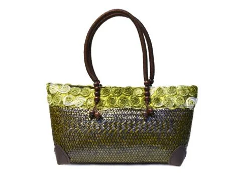 Bamboo wicker bag Foto stock