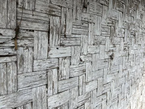 Bamboo woven pattern background wall 库存照片