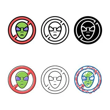 Ban on aliens color icon vector variations Stock Illustration