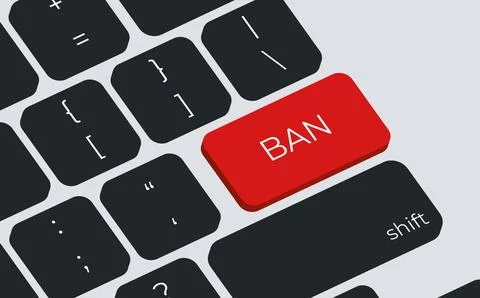 Ban button on keyboard keys vector. Simple style Stock Illustration