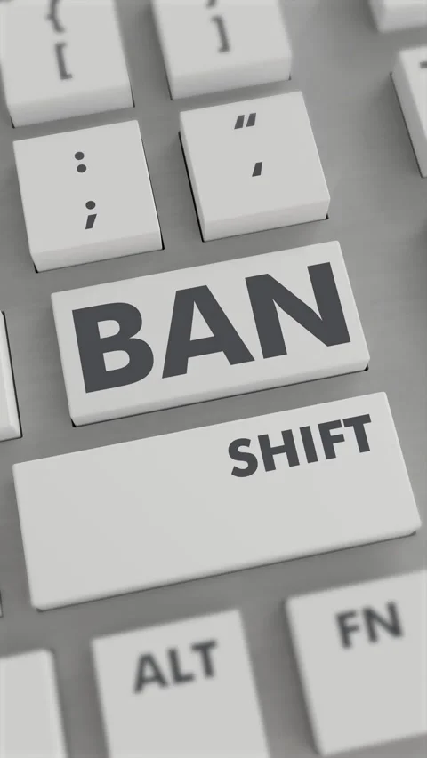 BAN BUTTON PRESSING ON KEYBOARD Vertical Video Stock Footage 302438971