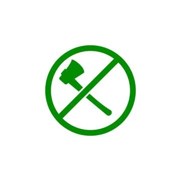 Ban on cutting down trees green icon. Element of nature protection icon for Stock Illustration