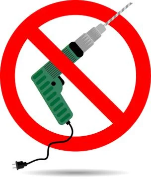 Ban drill icon flat Stock Illustration