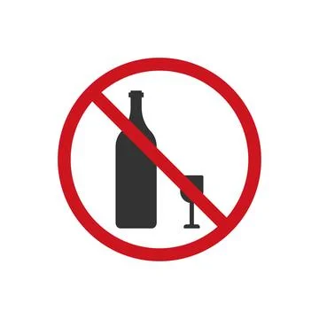 Ban on drinking alcohol icon. Stop bottle symbol. Sign forbidden wines vector Stock Illustration