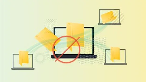 Ban on File Transfer and Sharing Platform - Abstract Illustration Stock Illustration