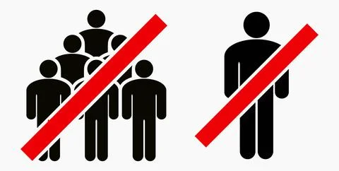 Ban on gathering people. Do not gather in groups. STOP rallies and meetings. Stock Illustration
