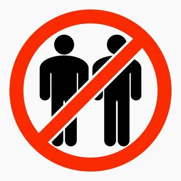 Ban on gathering people. Do not gather in groups.  Stock Illustration